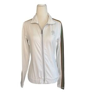 Bogner Fire + Ice Rainbow Stripe Zip Up Performance Jacket White Nylon Lightweig